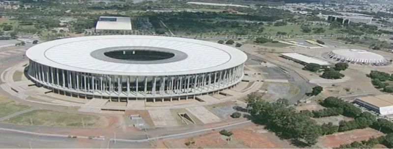 Imagem aérea do estádio Mané Garrincha em Brasília