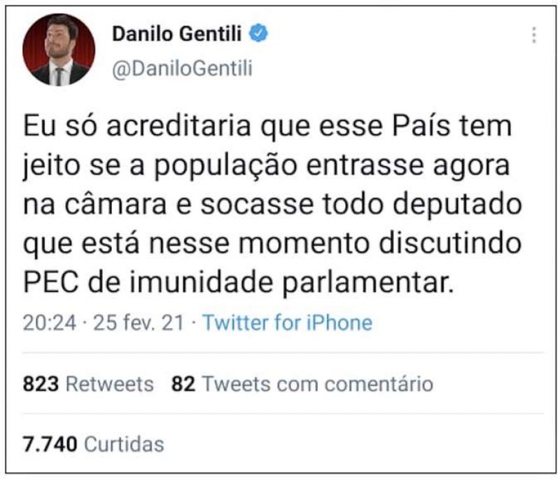 Post de Danilo Gentilli (foto: Redes Sociais/Reprodução)