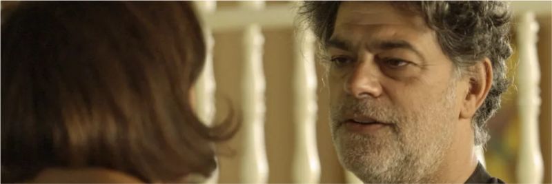 Murilo (Eduardo Moscovis) fica sem reação com pergunta de Valentina (Lilia Cabral), em 'O Sétimo Guardião' — Foto: TV Globo