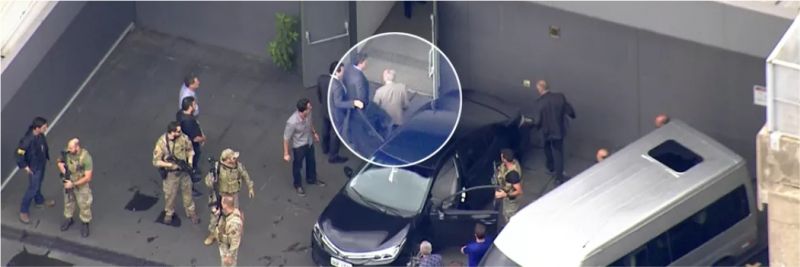 Temer deixa carro no aeroporto de Guarulhos — Foto: Reprodução/TV Globo