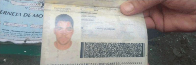 Documento de Gabriel Diniz encontrado em local de queda de avião — Foto: Reprodução/ Jornal Hoje
