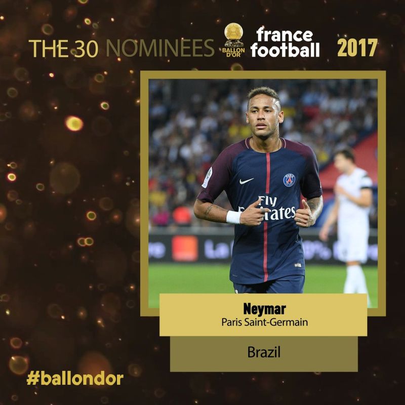 Bola de Ouro: Neymar, Coutinho e Marcelo estão entre os 30 finalistas